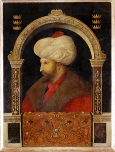 Sultan Mehmet II Fahti, Erobreren, sultanen fra erobringen af Konstantinopel ... (olie på lærred) af Gentile Bellini