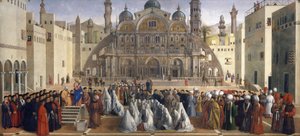 Markus prædiker i Alexandria, Egypten af Gentile and Giovanni Bellini