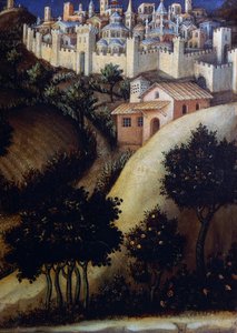 Tilbedelse af Magi-altertavlen, detalje af det centrale predella-panel i Egypten af Gentile da Fabriano