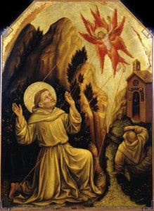 Saint Francois - Saint Francis modtager Stigmata par Gentile da Fabriano (ca 1370-1427). Tempera på panel, størrelse: 87x64, ca. 1420, Magnani Rocca Foundation, Mamiano di Traversetolo