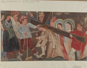 Korsets station nr. 8: Jesus taler til kvinderne i Jerusalem, ca. 1936.