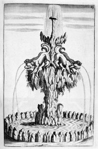 Springvand med hundedesign, 1664