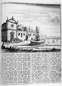 Design af hus, springvand og have, 1664 af Georg Andreas Bockler