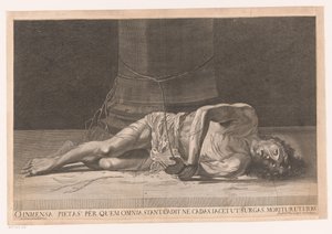 Christ na de geseling O umådelige barmhjertighed, som alle ting står ved, falder, så du ikke må falde, lægger dig, så du kan rejse dig, dør, så du kan leve (titel på objekt) af Georg Andreas Wolfgang