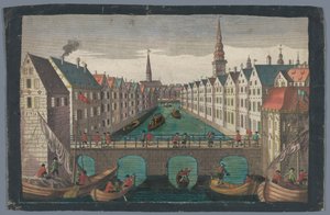 Udsigt over Nikolaifleet overfor Sankt Nikolaikirche i Hamborg Prospekt mod St. Nicolai Kirche zu Hamburg