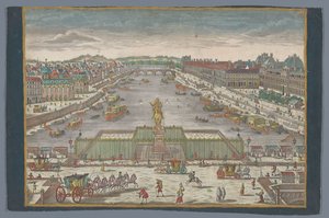 Udsigt over Pont Neuf over Seinen i Paris, med udsigt til Pont Royal Gesicht der Neuen Bruck, gegen der Königl. Bruck til Paris