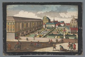 Udsigt over det kongelige palads og klosteret for de mindre kapucinerbrødre i Wroclaw Das Könige Palatium, samt dem Capuciner und Minoritten Closter zu Breslau (titel på objekt)