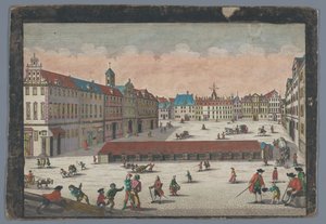Udsigt over Saltpladsen i Wroclaw set fra syd Der Saltz Ring, oder Plaz in Breslau gegen Mittag anzusehen (titel på objekt)