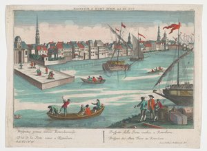 Udsigt over Ooster Oude Hoofdpoort i Rotterdam Prospect des Alten Thors zu Rotterdam (titel på objekt) Rotterdam (serietitel) af Georg Balthasar Probst