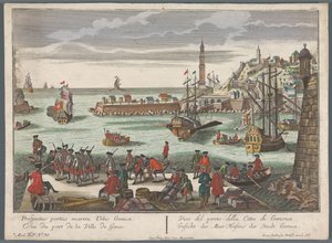 Udsigt over havnen i Genova Gesicht des Meer Hafens der Stadt Genova (titel på objekt) Havneudsigt (serietitel)