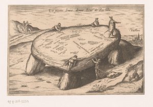 Udsigt over Pierre Levée nær Poitiers La pierre levee demie lieue de Poictiers (titel på objektet) af Georg Braun (possibly)