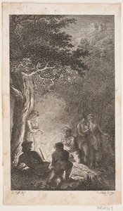 Illustration med figurer om et bål