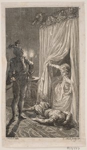 Illustration med sovekammerscene af Georg Christian Schule
