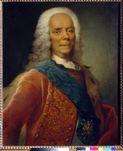 Portræt af prins Vasili Vladimirovich Dolgorukov (1667-1746) - Peinture de Georg Christoph Grooth (1716-1749), Olie på lærred før 1746 - Statens Tretyakov-galleri, Moskva 76x62,5 -