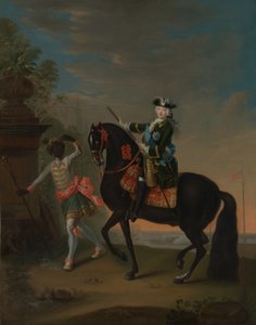 Kejserinde Elizabeth af Rusland 1709-1762 til hest, overværet af en side, efter 1743-49. af Georg Cristoph Grooth