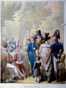 Boulevard des Italians, cafeen Hardy i Paris i det 19. århundrede. Litografi af tyskeren Georg Emanuel Opitz (1775-1841)