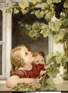 Barn ved vinduet. ca. 1843. (olie på lærred) af Georg Friedrich Kersting