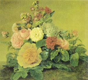 Tysk: Blumenstillleben Stilleben med blomster af Georg Friedrich Kersting