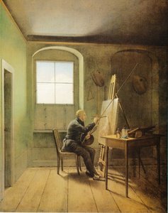 Tysk: Caspar David Friedrich i sit atelier Caspar David Friedrich i sit atelier (1811) af Georg Friedrich Kersting