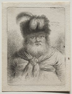Gammel mand i pelshat af Georg Friedrich Schmidt