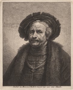 Selvportræt af Rembrandt af Georg Friedrich Schmidt, after Rembrandt van Rijn