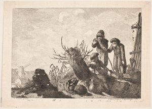 Tre bønder i et landskab