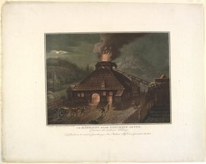 En bygning af et jernstøberi af Georg Haas