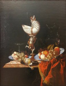 Tysk: Stillleben mit Nautiluspokal Stilleben med et nautilusbæger af Georg Hainz
