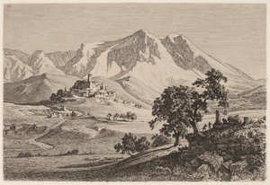 Udsigt over Albe og Monte Velino i Abruzzi af Georg Heinrich Busse