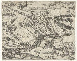 Belejring af Grol af Frederik Hendrik, 1627 Stadische belager- und einnemung der stat Groll. 1627 (titel på objekt) af Georg Keller