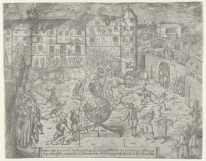 Fyrværkeri den 23. juni 1595 for indrejsen til Küstrin af Markgreven af Brandenburg og Du..., 1595. af Georg Keller