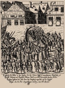 Fettmilch-opstanden. Genindførelse af jøderne i Frankfurt den 28. februar 1616, ca. 1616-1617. af Georg Keller