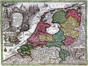 Kort over Holland af Georg Matthäus Seutter