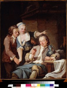 Mari trompe (vin og kærlighed). En mand bedraget (vin og kærlighed). Maleri af Georg Melchior Kraus (1737-1806)