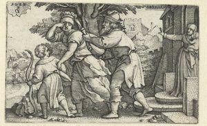 Abraham fordriver Hagar og Ismael Historien om Abraham (serietitel) af Georg Pencz