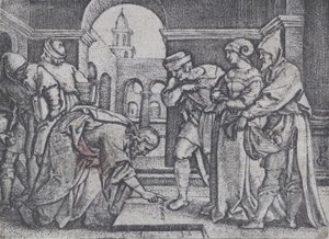 Kristus og den utro kvinde. af Georg Pencz
