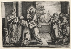 Kristus med små børn af Georg Pencz