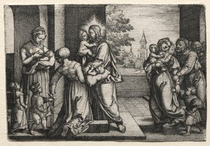 Kristus med små børn, ca. 1548. af Georg Pencz