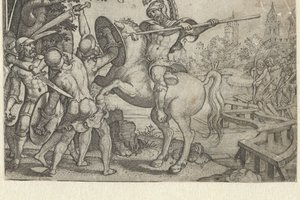 Horace Cocles forsvarer broen over Tiberen Historier fra tidlig romersk historie (serietitel) af Georg Pencz
