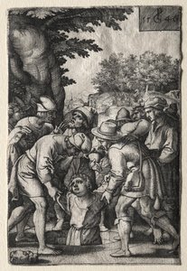 Joseph sænket ned i en brønd af Georg Pencz