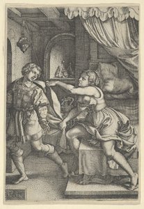 Joseph og Potiphars kone fra historien om Joseph, 1546. af Georg Pencz