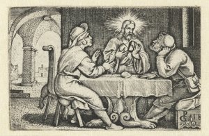 Måltid i Emmaus Life of Christ (serietitel) af Georg Pencz