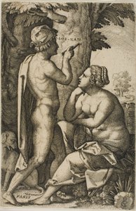 Paris og Oenone, fra græske heltinder af Georg Pencz