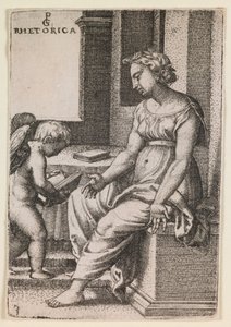 Rhetorica, fra serien "De frie kunster", ca. 1541 (kobberstik) af Georg Pencz