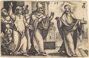 Farisæerne ønsker at stene Kristus af Georg Pencz