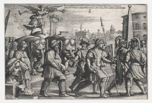 Berømmelsens triumf på kyskhed, fra Petrarkas triumfer. af Georg Pencz