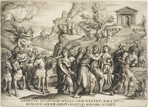 The Triumph of Love, tallerken 1 fra The Triumphs of Petrarch af Georg Pencz
