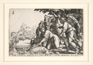 Tobit og englen, pl. 5 fra serien The Story of Tobit af Georg Pencz