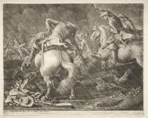 Træfning mellem preussiske og ungarske husarer. af Georg Philipp I Rugendas