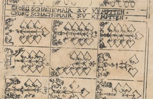 Ark med spillekort, 1575-1600. af Georg Schachomair